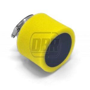 Air Filter - Twin Foam - Angled - Yellow - 45mm