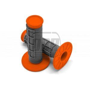 Handlebar Grips - Half Waffle - Grey/Orange