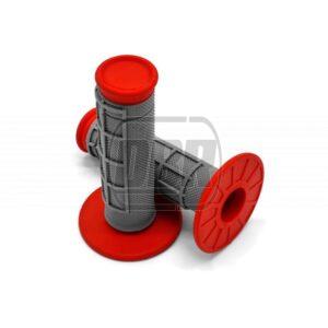 Handlebar Grips - Half Waffle - Grey/Red