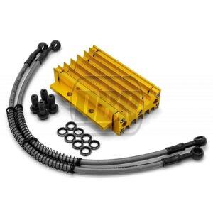 Oil Cooler - CNC Alloy - 420mm Hoses - Gold