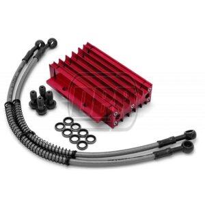 Oil Cooler - CNC Alloy - 420mm Hoses - Red