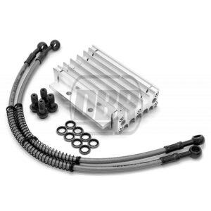Oil Cooler - CNC Alloy - 420mm Hoses - Silver