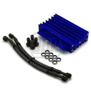 Oil Cooler - CNC Alloy - 220mm Hoses - Blue