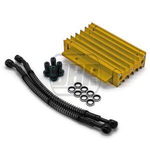 Oil Cooler - CNC Alloy - 220mm Hoses - Gold