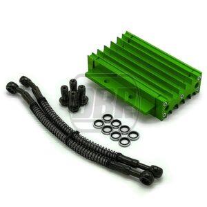 Oil Cooler - CNC Alloy - 220mm Hoses - Green