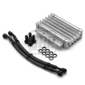 Oil Cooler - CNC Alloy - 220mm Hoses - Silver