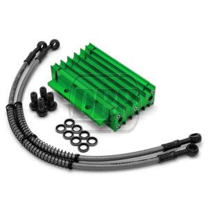 Oil Cooler - CNC Alloy - 420mm Hoses - Green